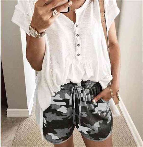 women short summer beach fashion elastic camouflage drawstring shorts trousers lady high waist casual short for female, White;black
women short summer beach fashion elastic camouflage drawstring shorts trousers lady high waist casual short for female, White;black