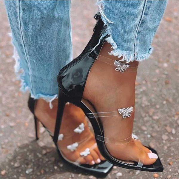 sandals butterfly ornament women high heel sandal stiletto slip-on pumps ladies party pvc band square peep toe dress shoes, Black
sandals butterfly ornament women high heel sandal stiletto slip-on pumps ladies party pvc band square peep toe dress shoes, Black