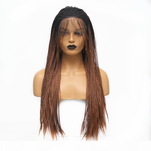 13x3 lace ombre brown color synthetic lace front braids wig long heat resistant hair glueless braided wigs for women, Black
13x3 lace ombre brown color synthetic lace front braids wig long heat resistant hair glueless braided wigs for women, Black