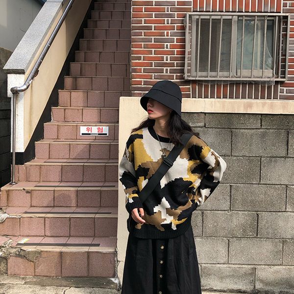 3 colors korean style loose knitted warm sweaters women color patchwork camouflage women sweaters and pullovers ( lj201126, White;black
3 colors korean style loose knitted warm sweaters women color patchwork camouflage women sweaters and pullovers ( lj201126, White;black