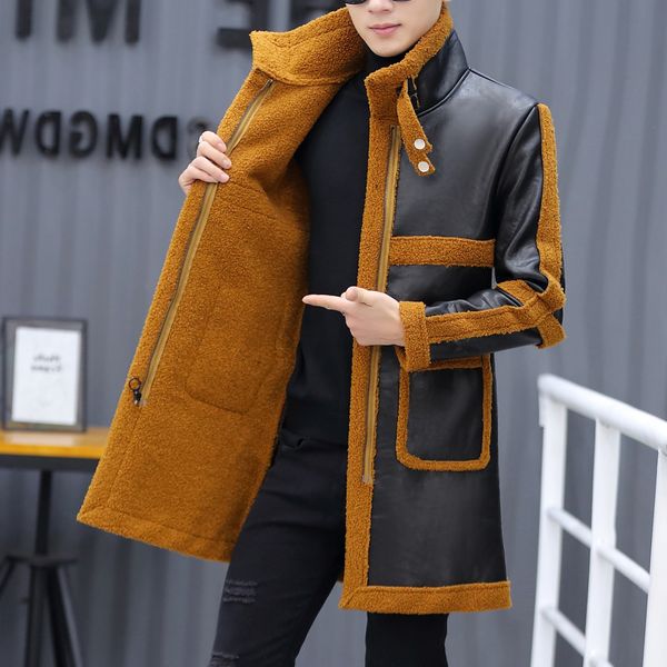 2020 men's synthetic mid-length winter jacket thickened velo-lined skin blouson motorcycle homme man's leather hd6b, Black
2020 men's synthetic mid-length winter jacket thickened velo-lined skin blouson motorcycle homme man's leather hd6b, Black
