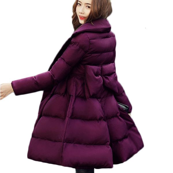 winter parkas warm coat new fashion big pendulum bow down cotton jacket slim large size women outerwear 412, Black 
winter parkas warm coat new fashion big pendulum bow down cotton jacket slim large size women outerwear 412, Black