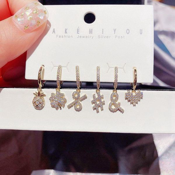 dangle & chandelier migga 6pcs unique symbol pineapple clover earrings set micro paved cubic zirconia women jewelry, Silver
dangle & chandelier migga 6pcs unique symbol pineapple clover earrings set micro paved cubic zirconia women jewelry, Silver