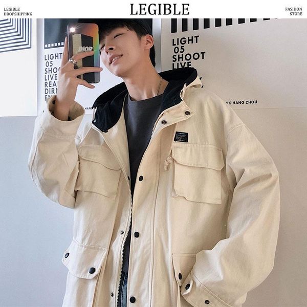 men's jackets legible 2021 autumn solid color mens big pockets korean casual loose hooded windbreaker, Black;brown
men's jackets legible 2021 autumn solid color mens big pockets korean casual loose hooded windbreaker, Black;brown
