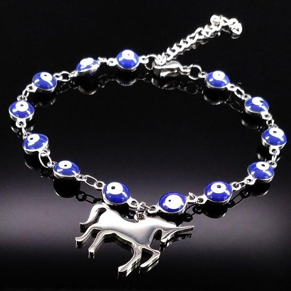link, chain silver color horse stainless steel bracelets bangles for women blue evil eye bracelet jewelry gift bracciali donna b17916s02, Black
link, chain silver color horse stainless steel bracelets bangles for women blue evil eye bracelet jewelry gift bracciali donna b17916s02, Black
