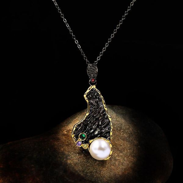 gothic retro black gold freshwater pearls pendant necklace for women s925 silver short chain necklace italy jewelry
gothic retro black gold freshwater pearls pendant necklace for women s925 silver short chain necklace italy jewelry