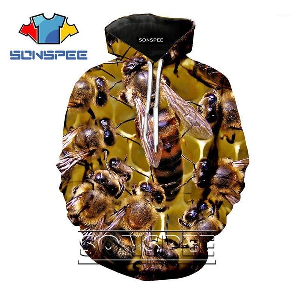 3d print women men hoodie anime hip hop rock animal honeycomb bee sweatshirt long sleeve harajuku fashion streetwear hoodies b131, Black
