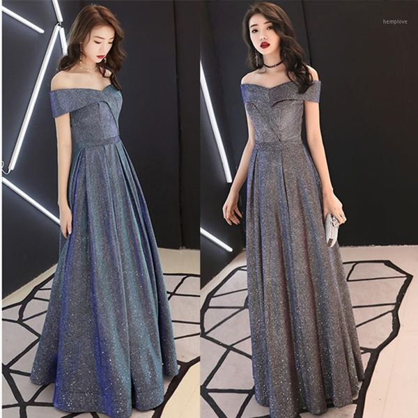 a word shoulder starry 2020 dress show thin female elegant new party dress beauties convention1, Black;gray
a word shoulder starry 2020 dress show thin female elegant new party dress beauties convention1, Black;gray