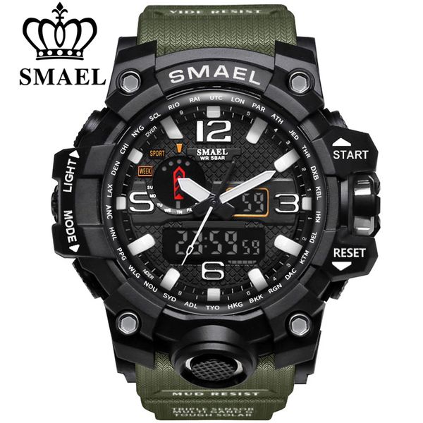 smael brand men sports watches dual display analog digital led electronic quartz wristwatches waterproof swimming military watch, Slivery;brown
smael brand men sports watches dual display analog digital led electronic quartz wristwatches waterproof swimming military watch, Slivery;brown