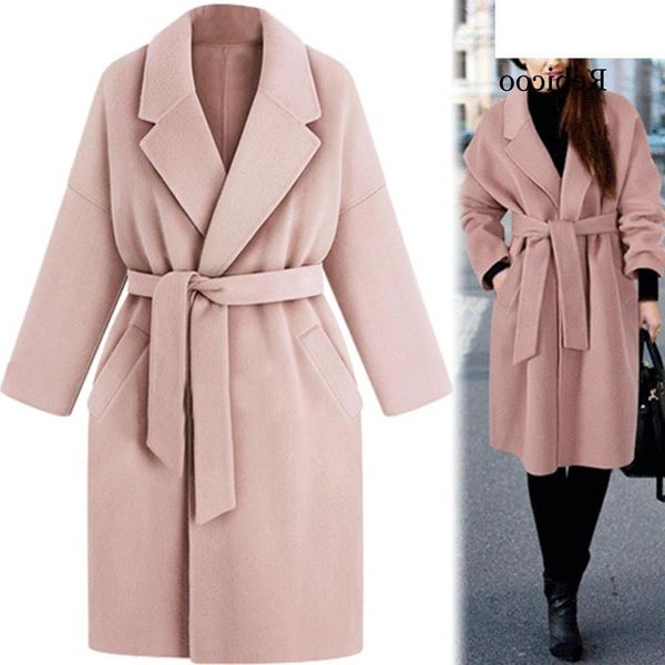 2021 europe and the united states winter new large size women's solid color tie windbreaker loose long woolen coat female, Black
2021 europe and the united states winter new large size women's solid color tie windbreaker loose long woolen coat female, Black