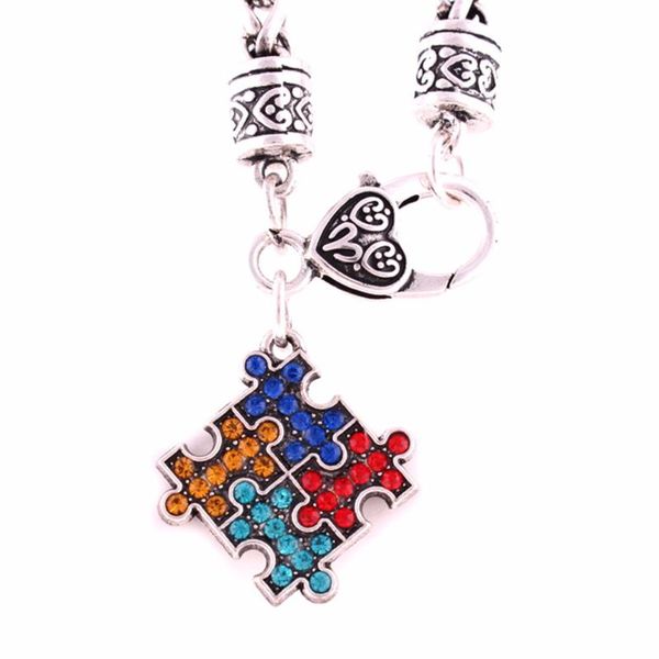 15cm/20cm/24cm wheat link chain hope multi-colored crystal autism awareness puzzle piece pendant lobster claw bracelet, Golden;silver
15cm/20cm/24cm wheat link chain hope multi-colored crystal autism awareness puzzle piece pendant lobster claw bracelet, Golden;silver