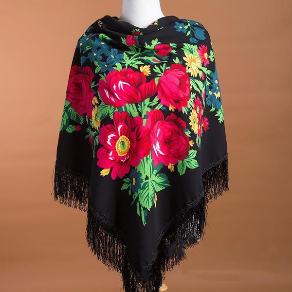 135*135cm retro russian national square scarf for women flower pattern print head wraps ladies fringed russian blanket shawl, Blue;gray
135*135cm retro russian national square scarf for women flower pattern print head wraps ladies fringed russian blanket shawl, Blue;gray
