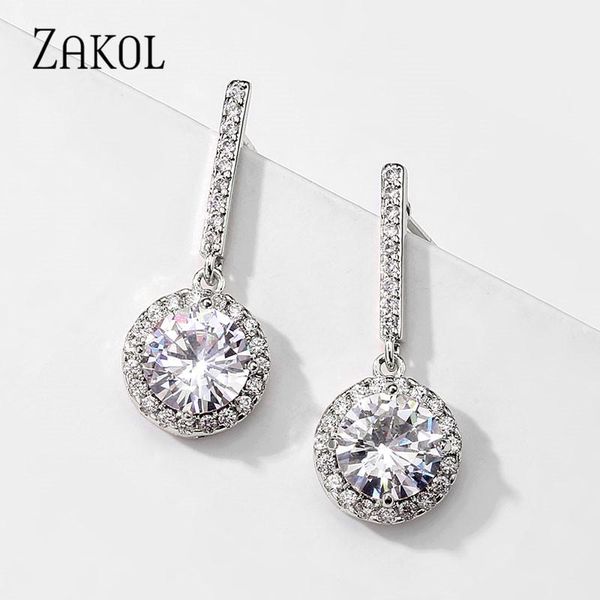 dangle & chandelier zakol luxurious shiny white round cubic zirconia wedding party small clear earrings for women girls jewelry gift fsep243, Silver
dangle & chandelier zakol luxurious shiny white round cubic zirconia wedding party small clear earrings for women girls jewelry gift fsep243, Silver