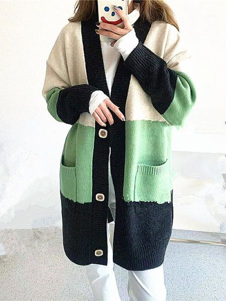 women's knits & tees 2021 autumn winter women patchwork sweater long v neck knit cardigans oversize outwear korean chic suete mujer po, White
women's knits & tees 2021 autumn winter women patchwork sweater long v neck knit cardigans oversize outwear korean chic suete mujer po, White