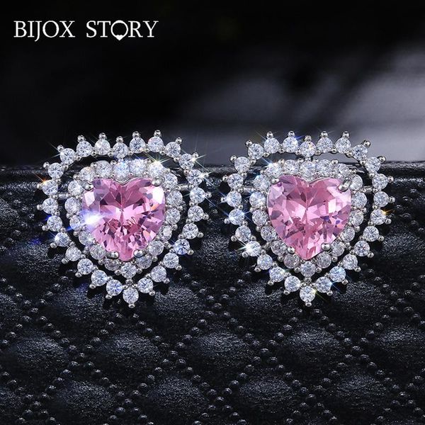 stud bijox story charms earrings 925 silver jewelry with heart shape pink zircon earring for woman wedding engagement party gift, Golden;silver
stud bijox story charms earrings 925 silver jewelry with heart shape pink zircon earring for woman wedding engagement party gift, Golden;silver