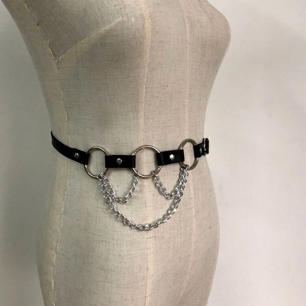 new tide women fashion gothic punk rock silver metal circle ring chain designer waist belt straps accessories y200501, Black;brown
new tide women fashion gothic punk rock silver metal circle ring chain designer waist belt straps accessories y200501, Black;brown