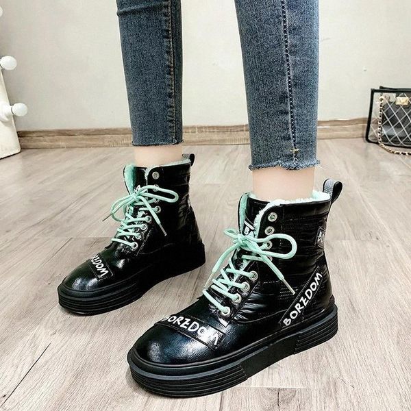 lucyever fashion letters flat ankle boots for women thicken plush warm winter boots woman thick heels lace up platform shoes #ch43, Black
lucyever fashion letters flat ankle boots for women thicken plush warm winter boots woman thick heels lace up platform shoes #ch43, Black