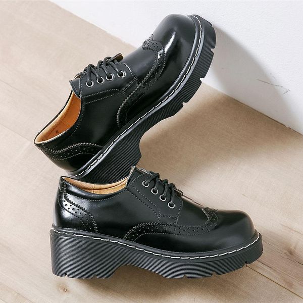 female big head student soft brock flats retro british college wind genuine split leather shoes women thick bottom oxfords, Black
female big head student soft brock flats retro british college wind genuine split leather shoes women thick bottom oxfords, Black