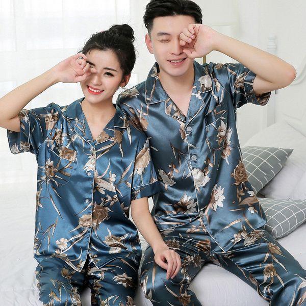 fashion trendy flora sleepwear printed ice silk men women pajamas set birthday gift for couple brand nightgown, Black;white
fashion trendy flora sleepwear printed ice silk men women pajamas set birthday gift for couple brand nightgown, Black;white