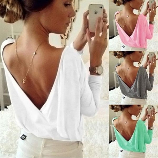 2020 summer women's blouse fashion back open cross blouse shirt ladies casual loose long sleeve backless solid blouses, White
2020 summer women's blouse fashion back open cross blouse shirt ladies casual loose long sleeve backless solid blouses, White