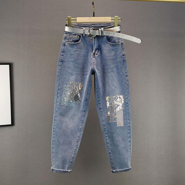 heavy embroidery sequins rhinestone harem jeans women's pants 2021 spring new loose denim pants students casual jean trouser, Blue
heavy embroidery sequins rhinestone harem jeans women's pants 2021 spring new loose denim pants students casual jean trouser, Blue