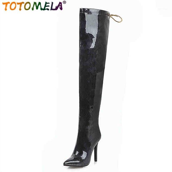 totomela plus size 34-43 new pu patent leather women boots stiletto high heels over the knee boots female thigh high1, Black
totomela plus size 34-43 new pu patent leather women boots stiletto high heels over the knee boots female thigh high1, Black