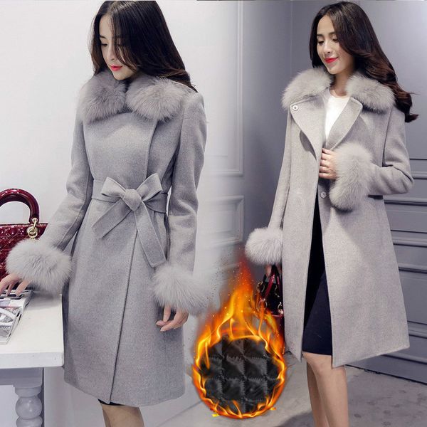 2021 new women's woolen loose coat long middlecrease waist woollen overcoat, Black
2021 new women's woolen loose coat long middlecrease waist woollen overcoat, Black