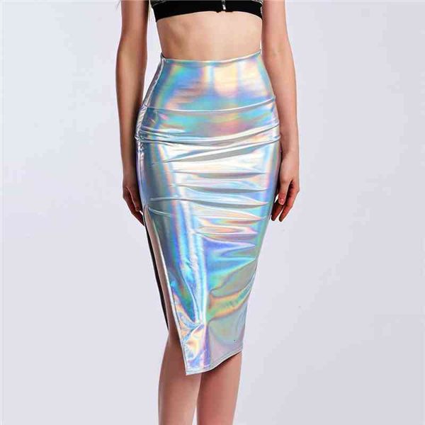 metallic color pu midi skirts women laser holographic side slit skirts summer streetwear high waist party club skirt, Black
metallic color pu midi skirts women laser holographic side slit skirts summer streetwear high waist party club skirt, Black