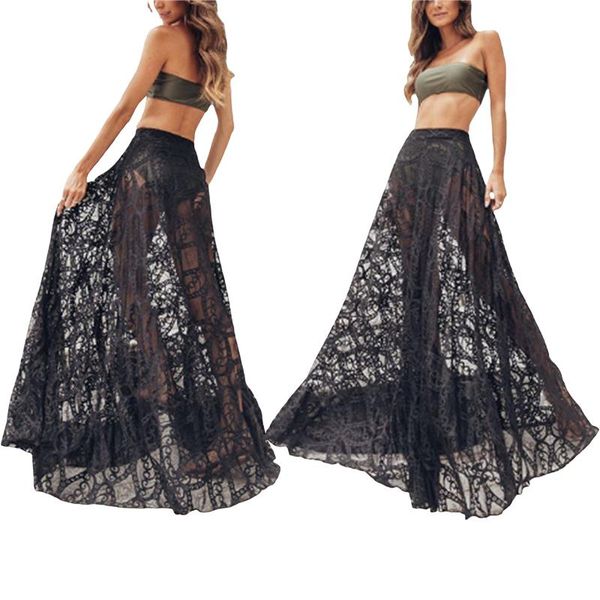 skirts women's long lace see-through high waist mopping skirt solid color hollow clothing, Black
skirts women's long lace see-through high waist mopping skirt solid color hollow clothing, Black