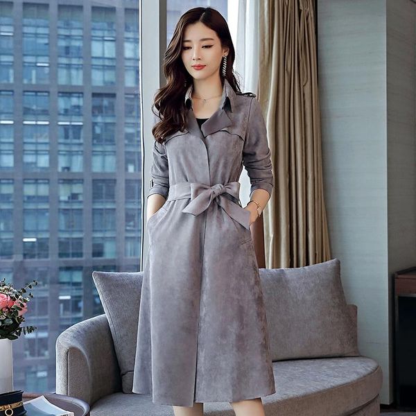 women's trench coats elegant faux leather suede middle women casual solid turn-down cardigan jacket office lady slim windbreaker with b, Tan;black
women's trench coats elegant faux leather suede middle women casual solid turn-down cardigan jacket office lady slim windbreaker with b, Tan;black