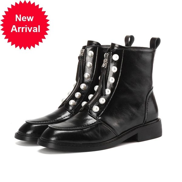 2021 female new leather heel black woman winter ankle shoes 39 pe7s