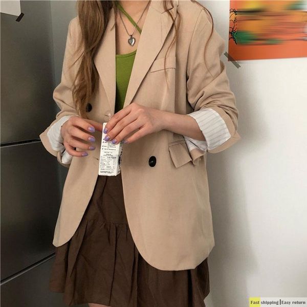 women's suits & blazers women khaki blazer 2021 autumn korean double-breasted office lady net red small suit jacket outwear coat, White;black
women's suits & blazers women khaki blazer 2021 autumn korean double-breasted office lady net red small suit jacket outwear coat, White;black