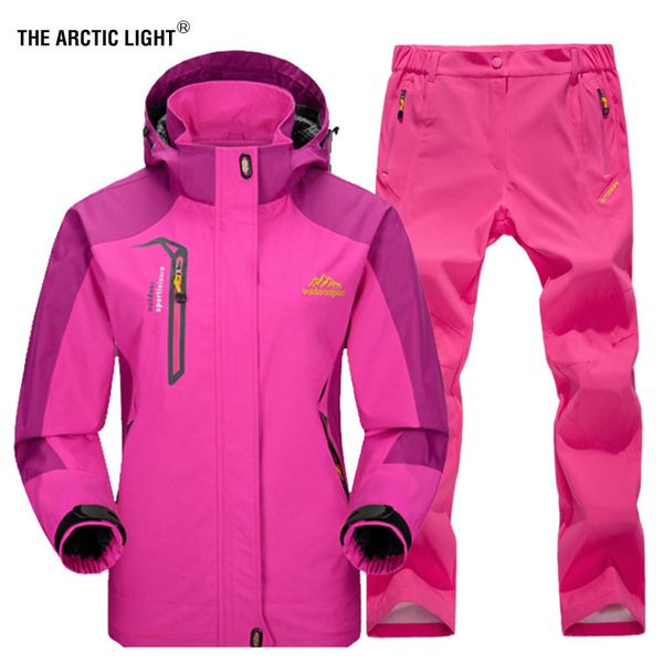 the arctic light spring and autumn outdoor hiking camping jacket pants women's suit windbreak trekking single coat trousers q1201, Black;brown
the arctic light spring and autumn outdoor hiking camping jacket pants women's suit windbreak trekking single coat trousers q1201, Black;brown