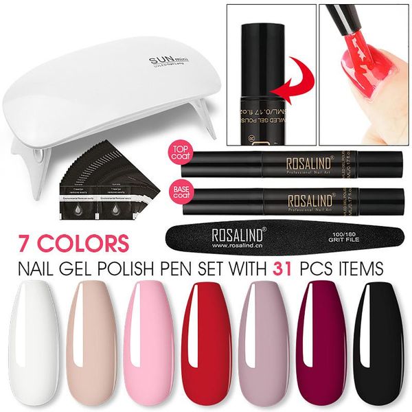 nail art kits 31pcs 7colors uv polish pen set with led lamp base/coat remover decoration tools glue lacquer 
nail art kits 31pcs 7colors uv polish pen set with led lamp base/coat remover decoration tools glue lacquer