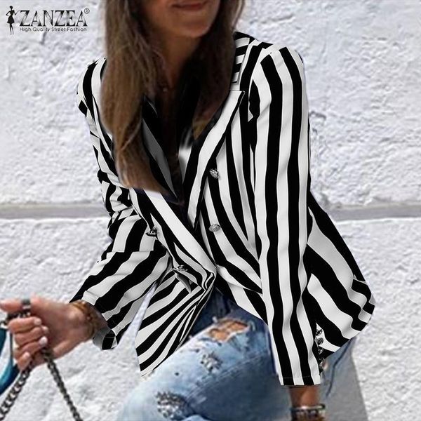 zanzea women elegant coat 2020 ladies office suits autumn striped coat casual lapel outwear double button jackets oversize 5xl, White;black
zanzea women elegant coat 2020 ladies office suits autumn striped coat casual lapel outwear double button jackets oversize 5xl, White;black