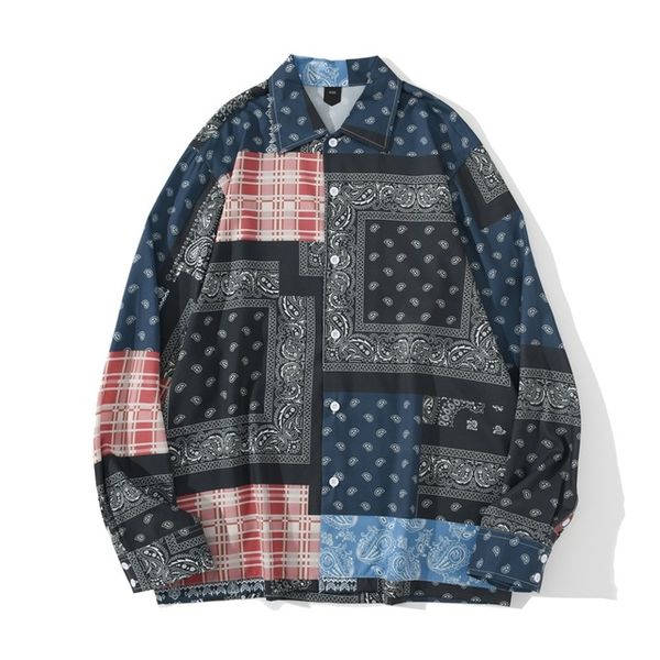long sleeved shirt men turn-down collar hawaiian shirts streetwear men's shirt, White;black
long sleeved shirt men turn-down collar hawaiian shirts streetwear men's shirt, White;black