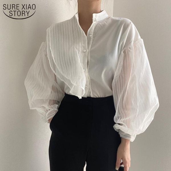 korean see through blouse women fashion loose white women's shirt puff long sleeve mesh blouse elegant clothes 11256 
korean see through blouse women fashion loose white women's shirt puff long sleeve mesh blouse elegant clothes 11256