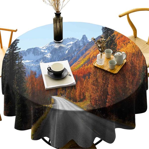 round table cloths highway through the countryside american landscape snowy mountains foliage travel
round table cloths highway through the countryside american landscape snowy mountains foliage travel