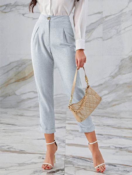 solid roll up hem pants x9vo#, Black;white
solid roll up hem pants x9vo#, Black;white