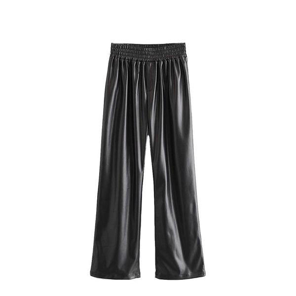 women's pants & capris womens high elastic waist faux leather trousers loose pocket, Black;white
women's pants & capris womens high elastic waist faux leather trousers loose pocket, Black;white