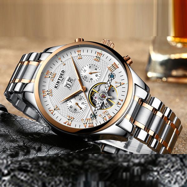 kinyued men's watch skeleton automatic mechanical male wrist watch calendar week display waterproof classic reloj hombre clock, Slivery;brown
kinyued men's watch skeleton automatic mechanical male wrist watch calendar week display waterproof classic reloj hombre clock, Slivery;brown