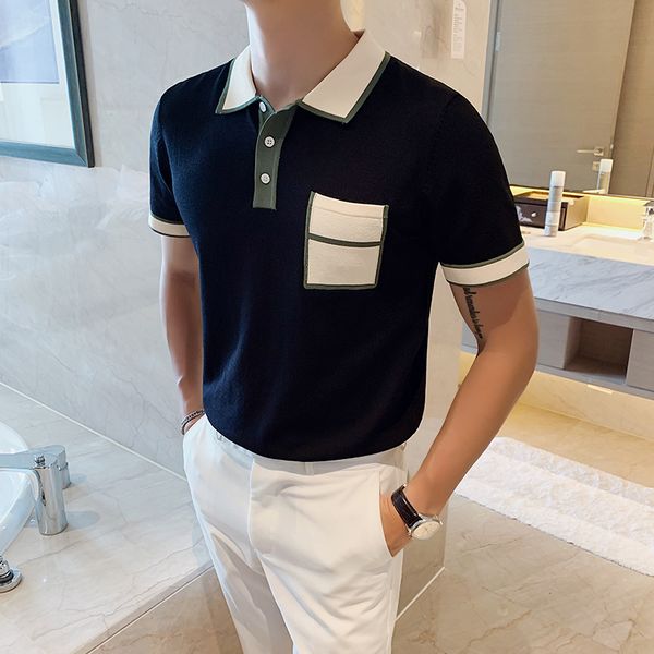 2020 shirt men's short sleeves knitted with male polo will see contrast pocket colour thin british lapel ice silky hombre mode xd88, White;black
2020 shirt men's short sleeves knitted with male polo will see contrast pocket colour thin british lapel ice silky hombre mode xd88, White;black