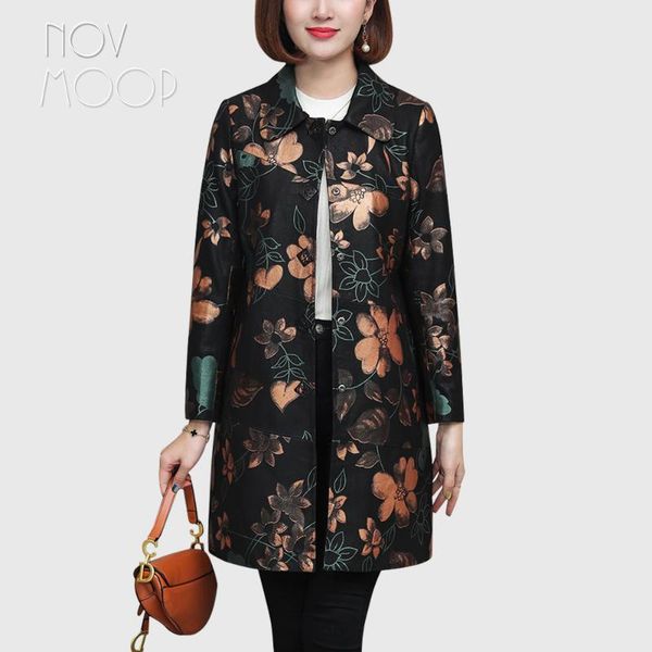 women's leather & faux novmoop high street fashion floral printed sheepskin genuine coat women spring winter long jacket veste femme lt, Black
women's leather & faux novmoop high street fashion floral printed sheepskin genuine coat women spring winter long jacket veste femme lt, Black