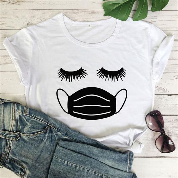 eyelashes with facemask t shirt funny women short sleeve quarantine tshirt cute summer social distancing graphic tee shirt top, White
eyelashes with facemask t shirt funny women short sleeve quarantine tshirt cute summer social distancing graphic tee shirt top, White