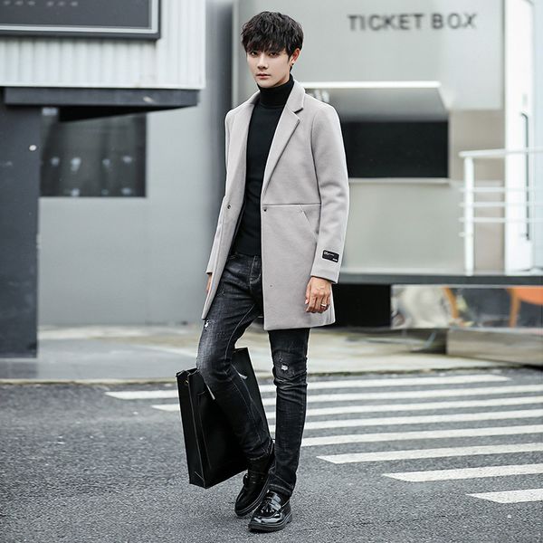 a011-p100 autumn and winter slim medium length windbreaker men's trendy woollen coat, Tan;black
a011-p100 autumn and winter slim medium length windbreaker men's trendy woollen coat, Tan;black