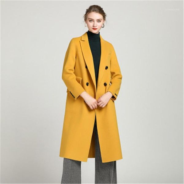 2019 european new fashion high-end women's double-breasted long cashmere coat female slim solid color wool coat, Black
2019 european new fashion high-end women's double-breasted long cashmere coat female slim solid color wool coat, Black
