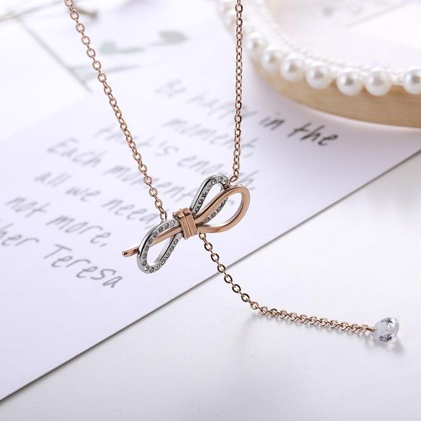pendant necklaces rose gold color stainless steel bowknot statement necklace women kolye chain, crystal & pendants jewelry colar, Silver
pendant necklaces rose gold color stainless steel bowknot statement necklace women kolye chain, crystal & pendants jewelry colar, Silver