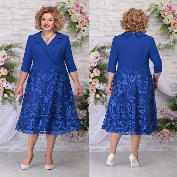blue lace long sleeves mother of the bride dresses v neck plus size wedding guest dress tea length evening gowns, Black;red
blue lace long sleeves mother of the bride dresses v neck plus size wedding guest dress tea length evening gowns, Black;red