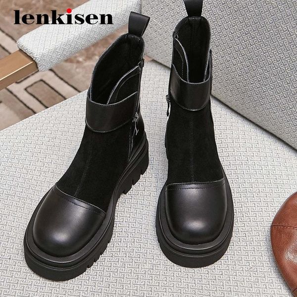 lenkisen new big size cow leather coolest punk all-match round toe high square heel zipper pretty girls handmade ankle boots l32, Black
lenkisen new big size cow leather coolest punk all-match round toe high square heel zipper pretty girls handmade ankle boots l32, Black