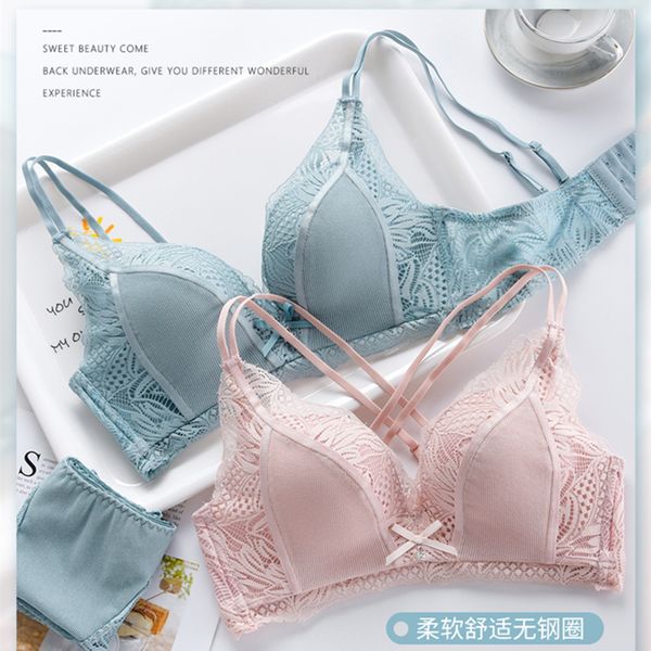 summer new style back underwear women's small chest gathered adjustment girls no steel ring thick bra set, White
summer new style back underwear women's small chest gathered adjustment girls no steel ring thick bra set, White